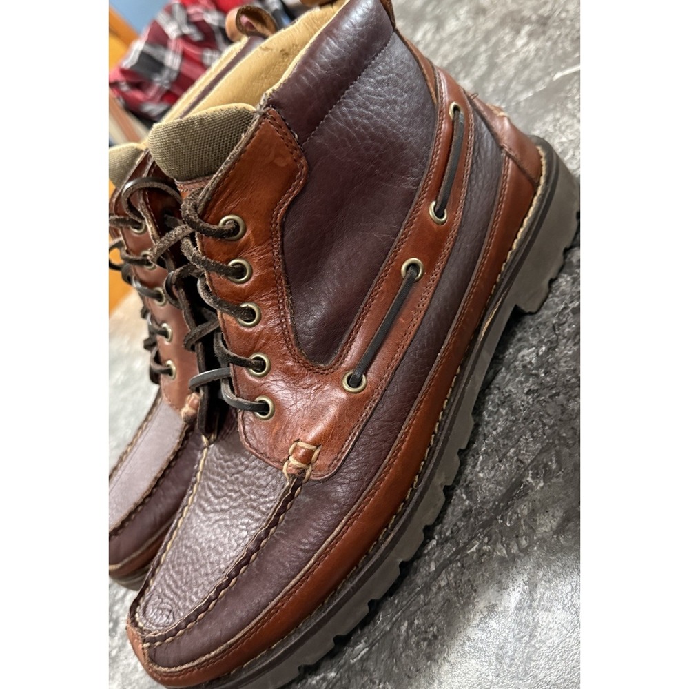 LL Bean Allagash Mens Size 10.5 EE Moc Toe Chukka Boots Brown Bison Leather